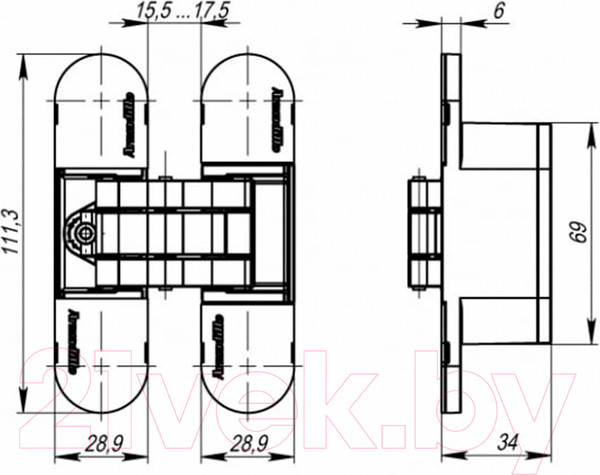Изображение товара Петля дверная Armadillo U3D6000 BL 11160UN3D (черный)