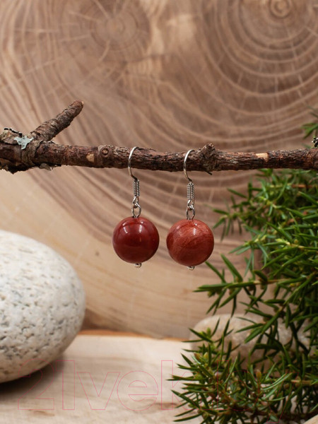 Изображение товара Серьги Wolves Элитная Яшма 40911 №1 (красный)