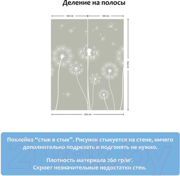 Изображение товара Фотообои листовые Citydecor Одуванчик (200x254)