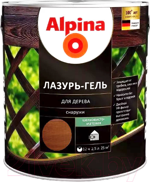 Изображение товара Защитно-декоративный состав Alpina Лазурь-гель (2.5л, рябина)