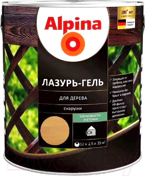 Изображение товара Защитно-декоративный состав Alpina Лазурь-гель (2.5л, тик)