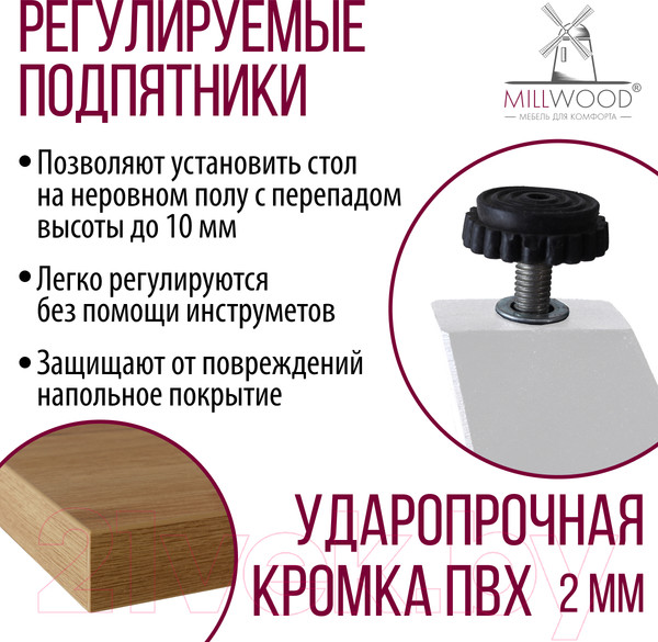 Изображение товара Обеденный стол Millwood Женева 2 Л 130x80x75 (дуб золотой Craft/металл белый)