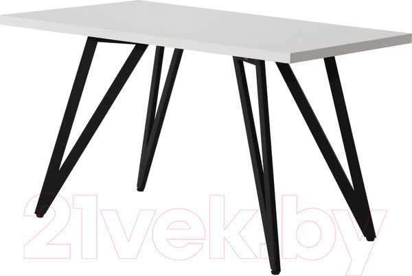 Изображение товара Обеденный стол Millwood Женева 2 Л 160x80x75 (белый/металл черный)