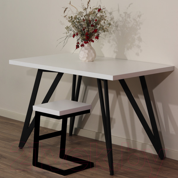 Изображение товара Обеденный стол Millwood Женева 2 Л 160x80x75 (белый/металл черный)
