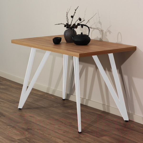 Изображение товара Обеденный стол Millwood Женева 2 Л 160x80x75 (дуб золотой Craft/металл белый)