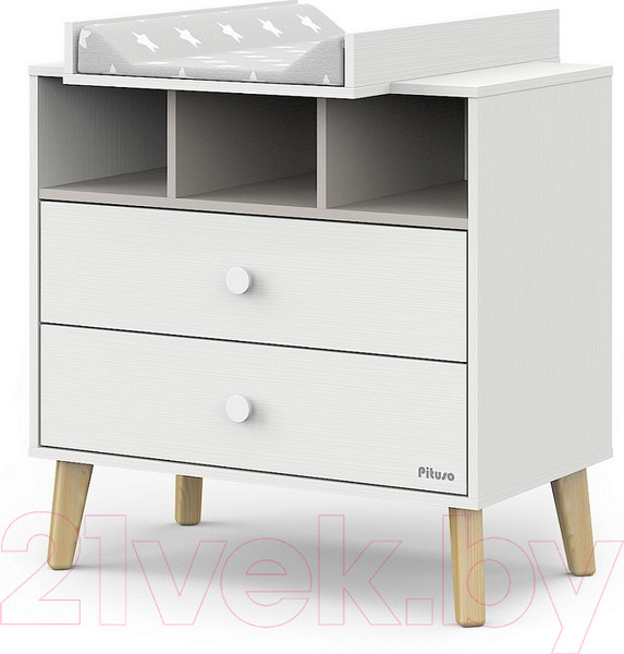 Изображение товара Комод пеленальный Pituso Kids Luxor ЛДСП (белый премиум/кашемир)
