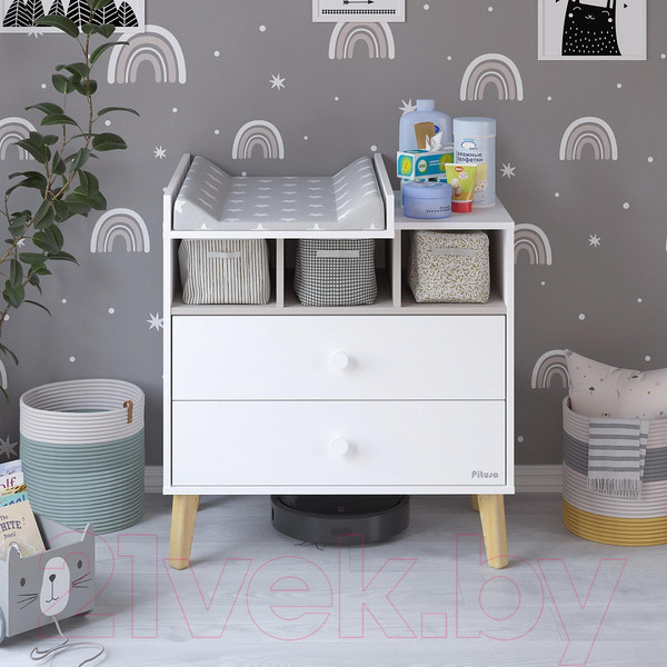 Изображение товара Комод пеленальный Pituso Kids Luxor ЛДСП (белый премиум/кашемир)