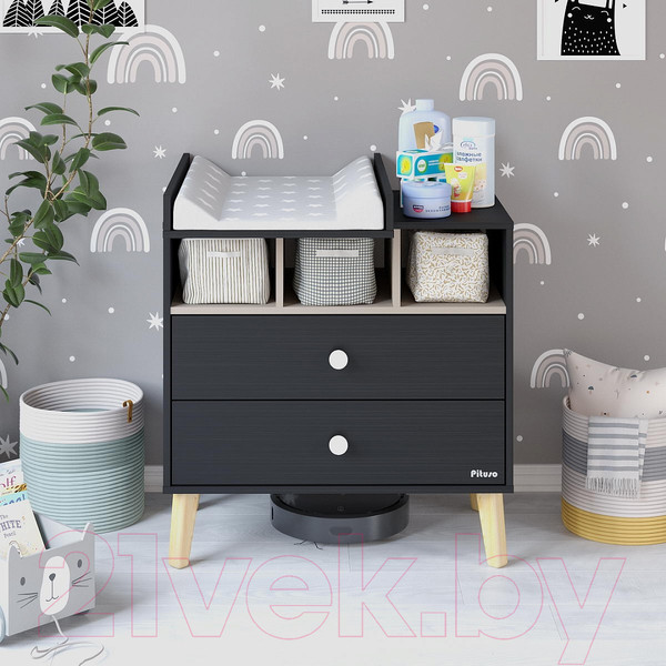 Изображение товара Комод пеленальный Pituso Kids Luxor ЛДСП (черный/кашемир)