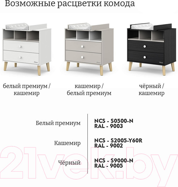 Изображение товара Комод пеленальный Pituso Kids Luxor ЛДСП (черный/кашемир)