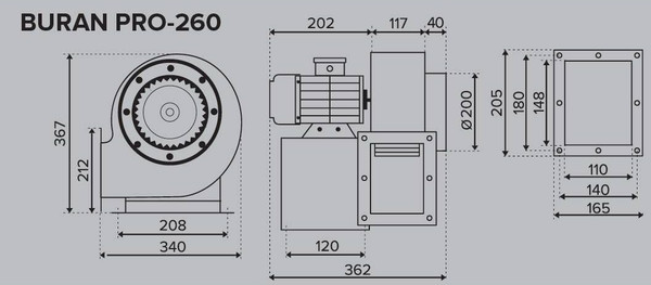 Изображение товара Вентилятор радиальный ERA Pro Buran 260 2K M L