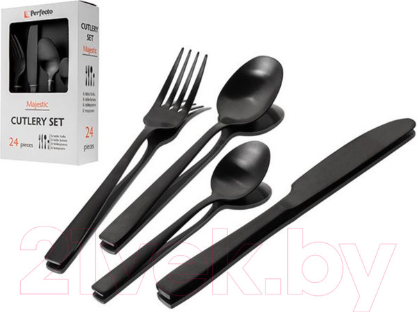 Изображение товара Набор столовых приборов Perfecto Linea Majestic 21-250130BLM (24шт, черный)