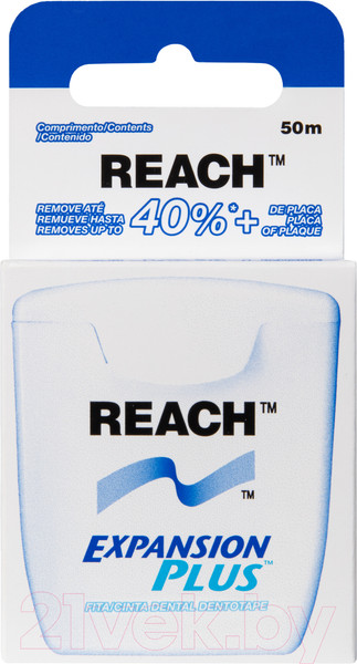 Изображение товара Зубная нить REACH Dentotape Пропитанная воском (50м)