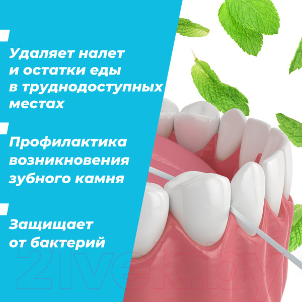 Изображение товара Зубная нить REACH Пропитанная воском с мятным вкусом (50м)