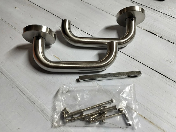 Изображение товара Ручка дверная Rucetti АН-02-R54 SNS-IND (матовая сталь)