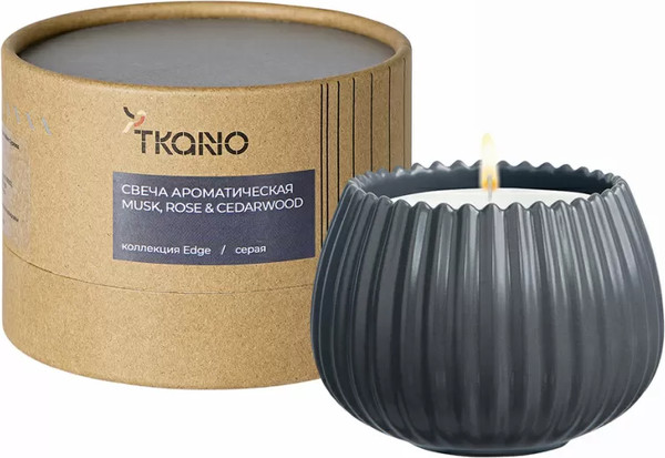 Изображение товара Свеча Tkano Edge Musk, Rose & Cedarwood TK23-ARO0032 (серый)