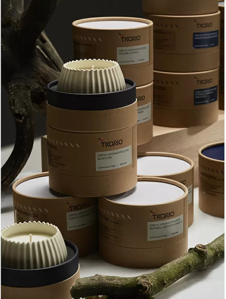 Изображение товара Свеча Tkano Edge Nutmeg, Leather & Vanilla TK23-ARO0018 (бежевый)