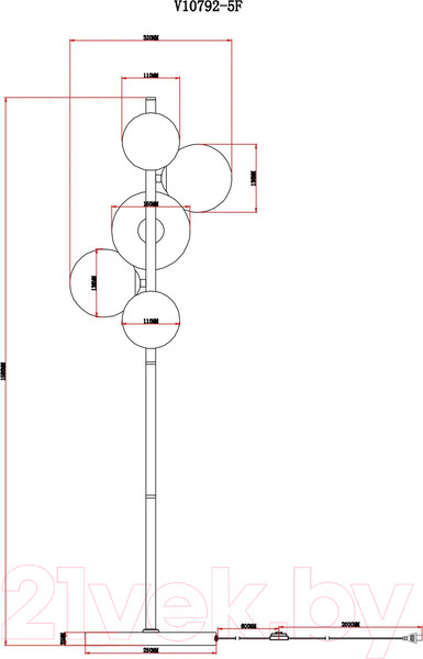 Изображение товара Торшер Moderli Renny / V10792-5F
