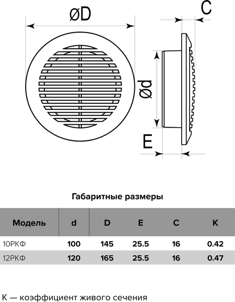Изображение товара Решетка вентиляционная ERA 10РКФ с фланцем