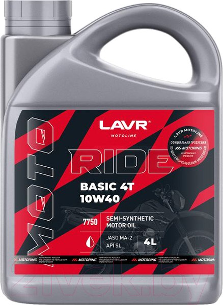 Изображение товара Моторное масло Lavr Moto Ride Basic 4T 10W40 SL / Ln7750 (4л)