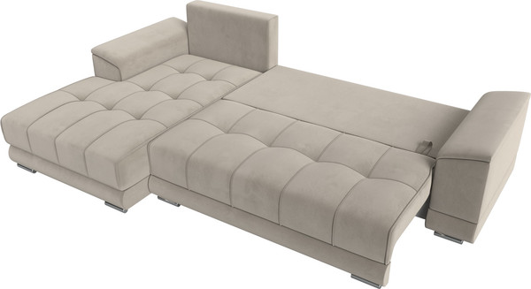Изображение товара Диван угловой Лига Диванов НордСтар левый / 121113L (микровельвет бежевый/подушки микровельвет бежевый)