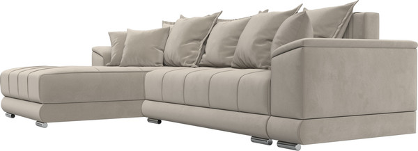 Изображение товара Диван угловой Лига Диванов НордСтар левый / 121113L (микровельвет бежевый/подушки микровельвет бежевый)