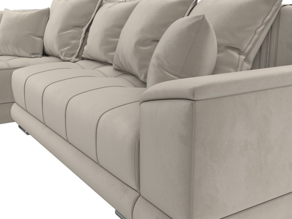 Изображение товара Диван угловой Лига Диванов НордСтар левый / 121113L (микровельвет бежевый/подушки микровельвет бежевый)