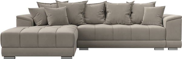 Изображение товара Диван угловой Лига Диванов НордСтар левый / 121113L (микровельвет бежевый/подушки микровельвет бежевый)
