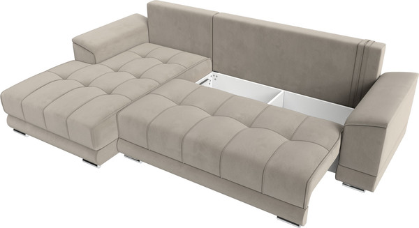 Изображение товара Диван угловой Лига Диванов НордСтар левый / 121113L (микровельвет бежевый/подушки микровельвет бежевый)