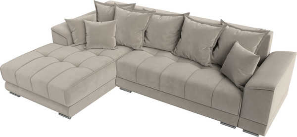 Изображение товара Диван угловой Лига Диванов НордСтар левый / 121113L (микровельвет бежевый/подушки микровельвет бежевый)