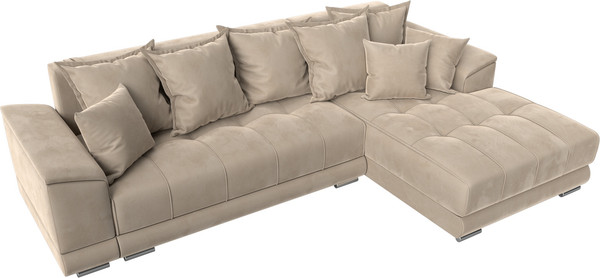 Изображение товара Диван угловой Лига Диванов НордСтар правый / 121105 (велюр бежевый/подушки велюр бежевый)