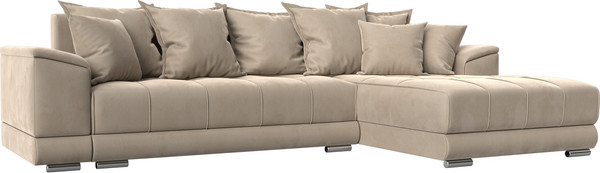 Изображение товара Диван угловой Лига Диванов НордСтар правый / 121105 (велюр бежевый/подушки велюр бежевый)