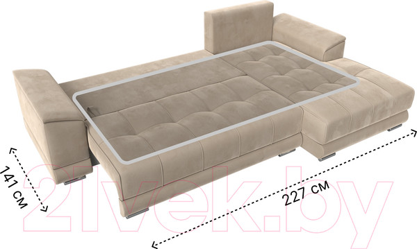 Изображение товара Диван угловой Лига Диванов НордСтар правый / 121105 (велюр бежевый/подушки велюр бежевый)