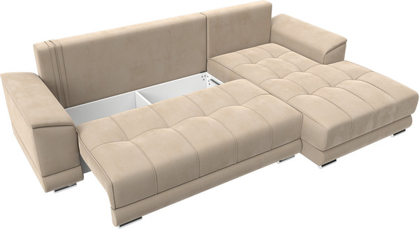 Изображение товара Диван угловой Лига Диванов НордСтар правый / 121105 (велюр бежевый/подушки велюр бежевый)