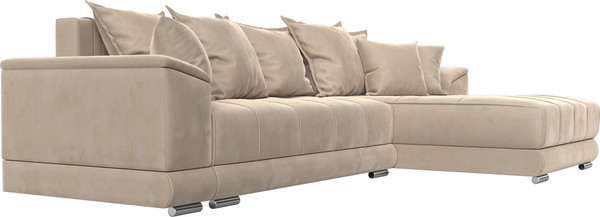 Изображение товара Диван угловой Лига Диванов НордСтар правый / 121105 (велюр бежевый/подушки велюр бежевый)