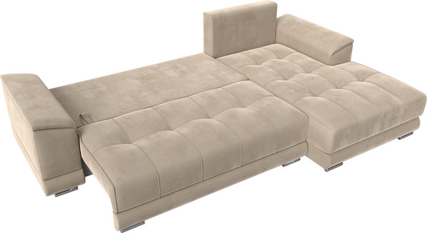 Изображение товара Диван угловой Лига Диванов НордСтар правый / 121105 (велюр бежевый/подушки велюр бежевый)