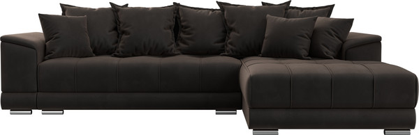 Изображение товара Диван угловой Лига Диванов НордСтар правый / 121109 (велюр коричневый/подушки велюр коричневый)