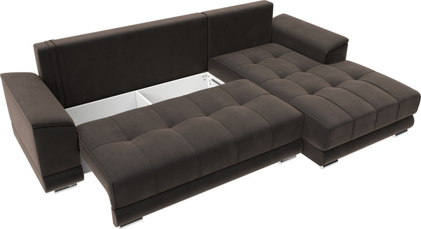 Изображение товара Диван угловой Лига Диванов НордСтар правый / 121109 (велюр коричневый/подушки велюр коричневый)