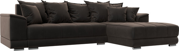 Изображение товара Диван угловой Лига Диванов НордСтар правый / 121109 (велюр коричневый/подушки велюр коричневый)