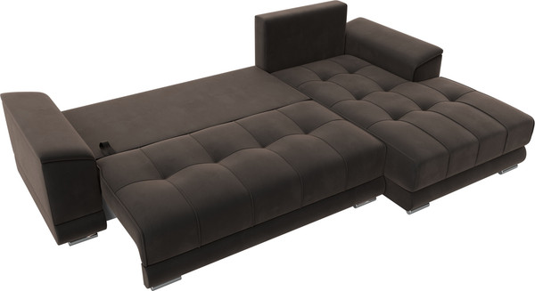 Изображение товара Диван угловой Лига Диванов НордСтар правый / 121109 (велюр коричневый/подушки велюр коричневый)