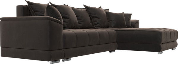 Изображение товара Диван угловой Лига Диванов НордСтар правый / 121109 (велюр коричневый/подушки велюр коричневый)
