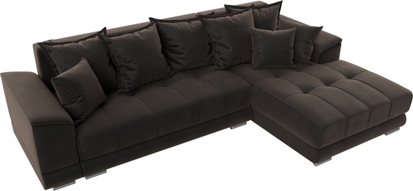 Изображение товара Диван угловой Лига Диванов НордСтар правый / 121109 (велюр коричневый/подушки велюр коричневый)