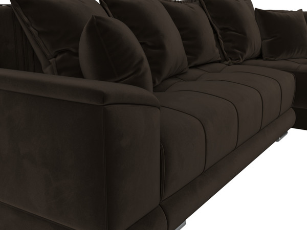 Изображение товара Диван угловой Лига Диванов НордСтар правый / 121115 (микровельвет коричневый/подушки микровельвет коричневый)