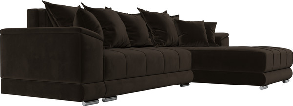 Изображение товара Диван угловой Лига Диванов НордСтар правый / 121115 (микровельвет коричневый/подушки микровельвет коричневый)