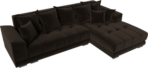 Изображение товара Диван угловой Лига Диванов НордСтар правый / 121115 (микровельвет коричневый/подушки микровельвет коричневый)