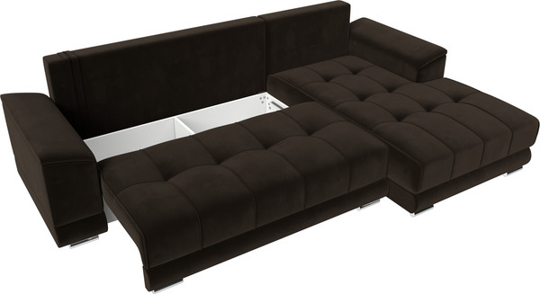 Изображение товара Диван угловой Лига Диванов НордСтар правый / 121115 (микровельвет коричневый/подушки микровельвет коричневый)