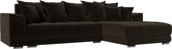 Изображение товара Диван угловой Лига Диванов НордСтар правый / 121115 (микровельвет коричневый/подушки микровельвет коричневый)