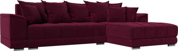 Изображение товара Диван угловой Лига Диванов НордСтар правый / 121118 (микровельвет бордовый/подушки микровельвет бордовый)