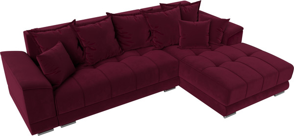 Изображение товара Диван угловой Лига Диванов НордСтар правый / 121118 (микровельвет бордовый/подушки микровельвет бордовый)
