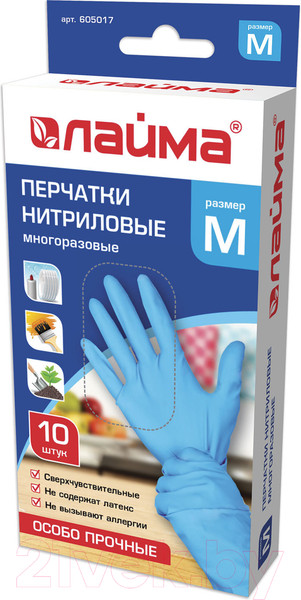 Изображение товара Перчатки защитные Laima 605017 (M, 10шт, голубой)