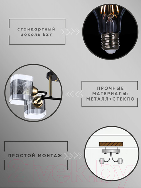 Изображение товара Люстра Aitin-Pro НПБ 02-4x60-101 / 8035/4 (черный/золото)